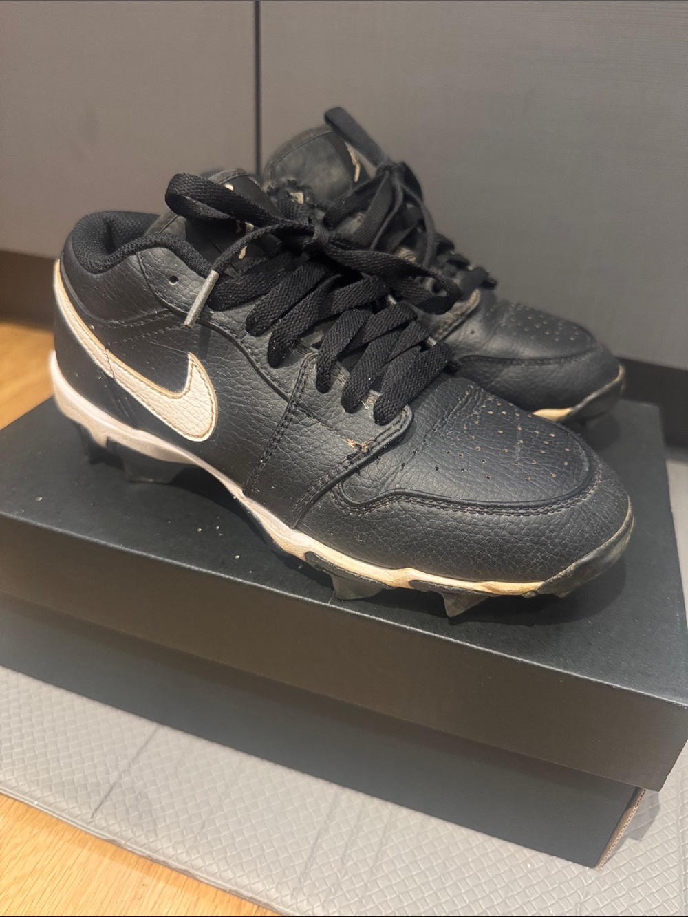 Jordan Black baseball Cleats with White Swoosh